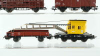 Märklin/Roco H0 Konvolut Kranwagen "Krupp-Ardelt" und Kranschutzwagen Gedeckter Güterwagen mit Zugschluss Niederbordwagen mit Container Zimmer Schrott und Metallhandels GmbH" Viehtransportwagen DB