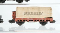 Märklin H0 Konvolut Niederbordwagen mit Bremserhaus und Plane Rungenwagen mit Bremserhaus "Holzstämme" Kesselwagen "Esso" DB/u.a.