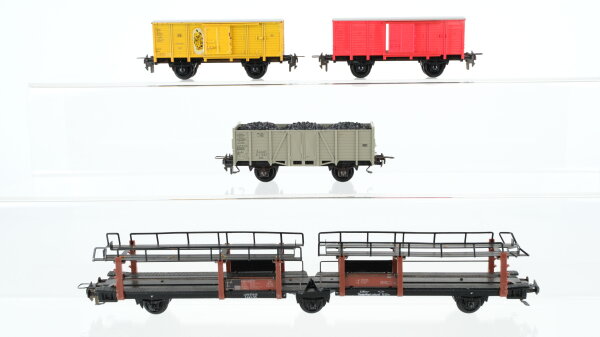 Trix H0 Konvolut Gedeckter Güterwagen rot Bananenwagen Hochbordwagen Autotransportwagen ohne PKW DB