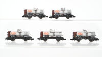 Arnold N Konvolut Güterwagen 5 x Kesselwagen mit Bremserhaus "Weinwagen Dujardin" DRG