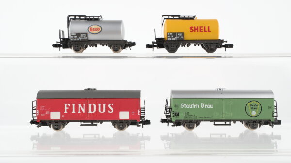 Rivarossi N Konvolut Güterwagen Kesselwagen "Esso, Shell", Kühlwagen "Staufen Bräu, Findus" DB, u.a.