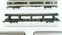 Märklin H0 Konvolut Speisewagen rot-grau Packwagen grün-grau Abteilwagen 1.Kl. beige-oceanblau Autotransportwagen (ohne PKSW) DB