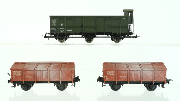 Trix H0 Konvolut Klappdeckelwagen Gedeckter Güterwagen mit Bremserhaus DB/K.Bay.Sts.B.