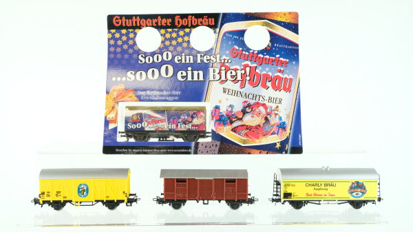 Märklin/Hümmer/Baur H0 Konvolut gedeckter Güterwagen Bananenwagen Bierwagen "Charly Bräu" Bierwagen "Stuttgarter Hofbräu" DB/u.a.