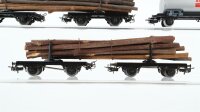 Märklin H0 Konvolut Drehschemelwagen mit Langholz Kesselwagen "AVIA" DB/u.a.