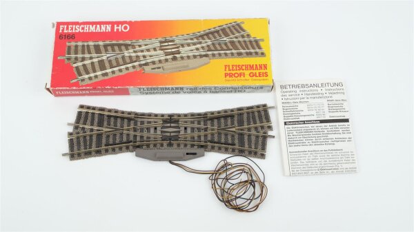 Fleischmann H0 6166 Doppelkreuzungsweiche elektrisch links (in OVP rot-gelb)