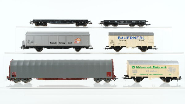 Roco H0 Konvolut Schwerlastflachwagen 4achsig gedeckte Güterwagen"Uhlenbrock Bauernebl Freizeit Hobby Spiel"  Planschiebewagen DB/NSCB/MAV/SBB-CFF