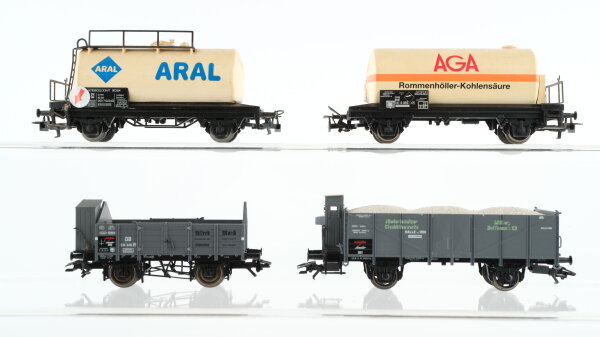 Märklin H0 Konvolut Kesselwagen "Aral AGA" Hochbordwagen mit Bremserhaus "Insider 2001, Insider 2005" DB/u.a.