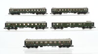 Minitrix N Konvolut Abteilwagen 1./2.Kl., Grossraumwagen 3.Kl., Packwagen beleuchtet DR