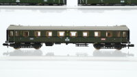 Minitrix N Konvolut Abteilwagen 1./2.Kl., Grossraumwagen 3.Kl., Packwagen beleuchtet DR