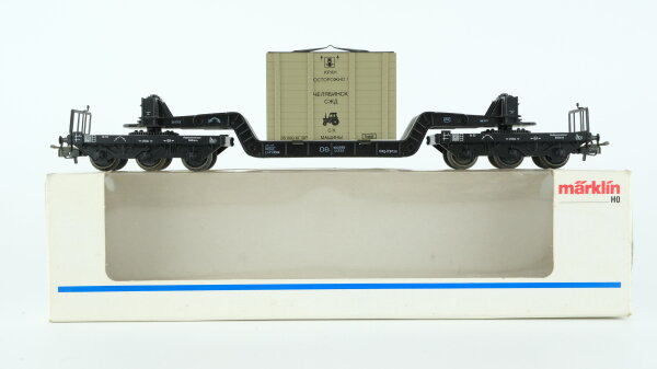 Märklin H0 4618 Tiefladewagen mit Übersee-Kiste  SST 53  St 52 der DB
