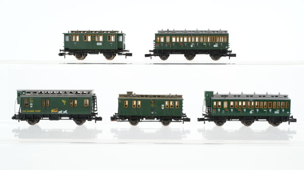 Fleischmann N Konvolut Abteilwagen mit/ohne Bremserhaus 3.Kl. 3achsig, Personenwagen 3.Kl. Packwagen, Postwagen "500 Jahre Post" DR/u.a.