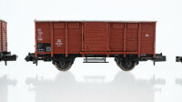 Minitrix N Konvolut Gedeckte Güterwagen, Niederbordwagen, Hilfzug-Feuerlöschwagen rot DB