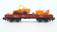 Märklin H0 4474 Niederbordwagen mit Wiking Schaufellader und Raupe DB (OVP beschädigt)