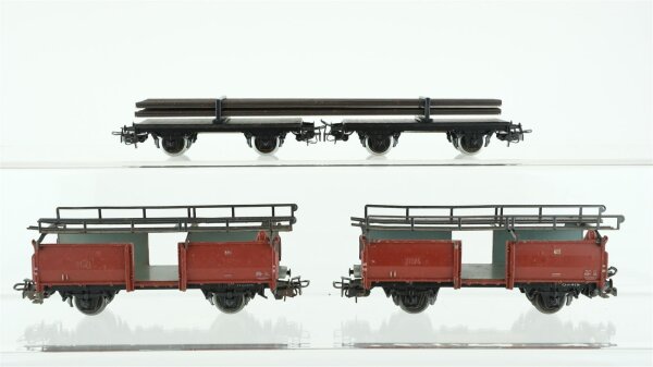 Märklin H0 Konvolut Autotransportwagen (ohne PKW) Drehschemelwagen-Set mit Schienen DB