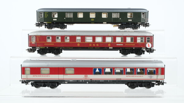 Märklin H0 Konvolut Speisewagen "DSG" Speisewagen rot-weiß Packwagen grün DB