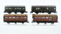 Märklin H0 Konvolut Personenwagen-Set "3796/3797" braun Abteilwagen 2.Kl. Packwagen mit Postabteil DR/Länderbahn