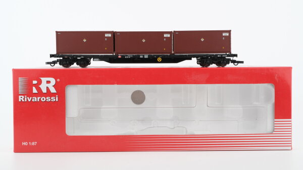 Rivarossi H0 HR6164 Rungenwagen Rs 685 mit 3 Containern DB