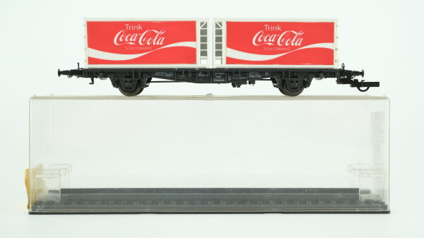 Röwa H0 2315 Containertragwagen mit 2 Containern Coca-Cola DB (eine Kupplung fehlt)