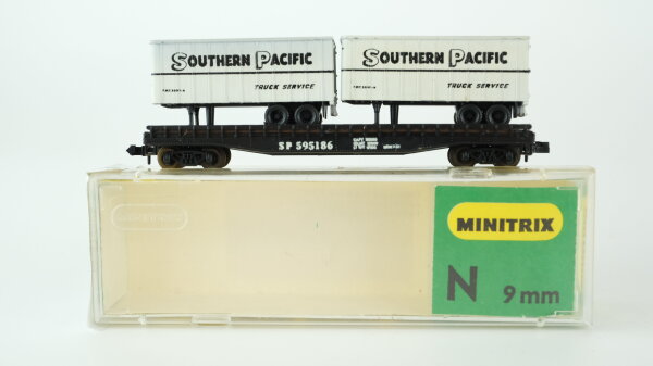 Minitrix N 3215 Flachwagen mit Auflieger" Southern Pacific Truck Service"