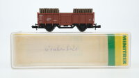 Minitrix N 51326500 Hochbordwagen, Ladung: Grubenholz E...