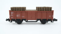 Minitrix N 51326500 Hochbordwagen, Ladung: Grubenholz E 035 DB