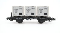 Minitrix N 51 3536 00 Behältertragwagen, Ladung: 3 geschlossene Container BTs 50 DB