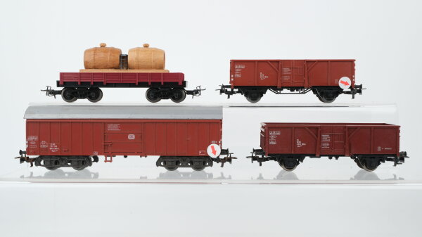 Märklin H0 Konvolut Hochbordwagen, Niederbordwagen mit Fässer, Schwenkdachwagen DB/u.a.