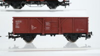 Märklin H0 Konvolut Hochbordwagen, Niederbordwagen mit Fässer, Schwenkdachwagen DB/u.a.