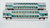 Märklin H0 Konvolut Doppelstockwagen 1./2.Kl., Doppelstockwagen 2.Kl. grün-grau DB