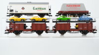 Fleischmann H0 Konvolut Bierwagen "Clausthaler", Schienenreinigungswagen mit Plane, Autotransportwagen-Set mit PKW DB