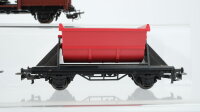 Märklin H0 Konvolut Hochbordwagen, Kipplore, Autotransportwagen mit PKW "VW Käfer" DB