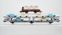 Lima H0 Konvolut Autotransportwagen mit 6 PKW...