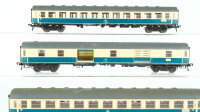 Fleischmann H0 Konvolut Abteilwagen 2.Kl., Packwagen beige/oceanblau DB