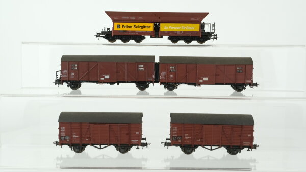 Roco H0 Konvolut gedeckte Güterwagen, gedeckte Güterwagen-Set, Selbstentladewagen "Peine Salzgitter" DB