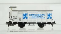 Unbekannt H0 Konvolut gedeckte Güterwagen mit Bremserhaus "Löwenbräu", deckter Güterwagen "Reichelbräu", Kühlwagen mit Reinigungsvorrichtung DR/DB