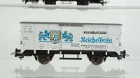 Unbekannt H0 Konvolut gedeckte Güterwagen mit Bremserhaus "Löwenbräu", deckter Güterwagen "Reichelbräu", Kühlwagen mit Reinigungsvorrichtung DR/DB