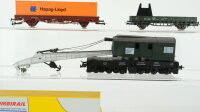 Roco H0 Kranwagen & Kranschutzwagen, Niederbordwagen mit Container "Hapag-Lloyd", Schwerlastflachwagen, Kombirail mit Sattelauflieger, DB/DR