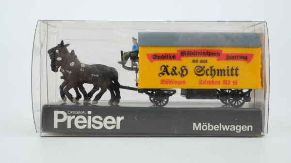 Preiser H0 30455 Pferdegespann Möbelwagen