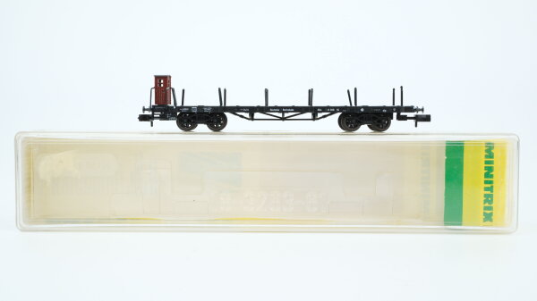 Minitrix N 13263K Flachwagen mit Rungen und Brhs. SS DR