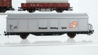 Roco H0 Konvolut Bierwagen "Stuttgarter Hofbräu, Karlsbräu Mannlich" Flachwagen mit Rohr, Hochbordwagen, gedeckter Güterwagen "Freizeit Hobby Spiel" DB/SBB-CFF