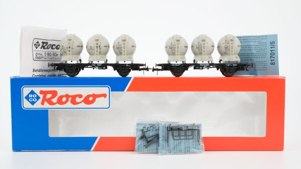 Roco H0 46520 Behältertragewagen-Set (Kugelbehälter, Von Haus zu Haus) DB