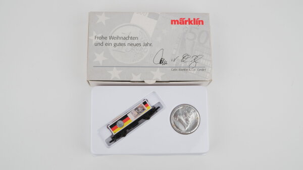 Märklin Z 80411 Güterwagen Behälter-Tragwagen (Umrechnungskurs DM-EUR - Frohe Weihnachten und ein gutes neues Jahr)