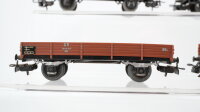 Märklin H0 Konvolut 2 Niederbordwagen 2-achsig, 3 Niederbordwagen 4-achsig DB