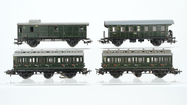 Märklin H0 Konvolut 2 Abteilwagen 2. Kl. 3-achsig, Peronenwagen 2. Kl., Gepäckwagen "3294" Nebenbahn (teilweise Beleuchtet)