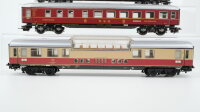 Märklin H0 Konvolut Panoramawagen "TEE" 1. Kl,, Personenwagen 1. Kl. blau, Speisewagen "DSG" rot, Gepäckwagen grün DB