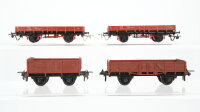 Unbekannt H0 Konvolut 2 Niederbordwagen, 2 Hochbordwagen...
