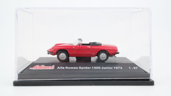 Schuco H0 Alfa Romeo Spider 1300 Junior 1972 rot (in Acrylbox)