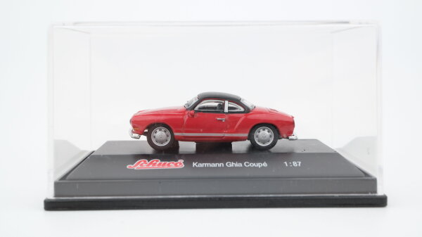 Schuco H0 Karmann Ghia Coupé rot-schwarz (in Acrylbox)