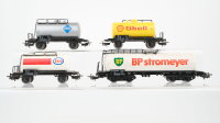 Märklin H0 Konvolut 3 Kesselwagen "Shell, Aral, Esso" 2-achsig, Kesselwagen "BP" 4-achsig DB